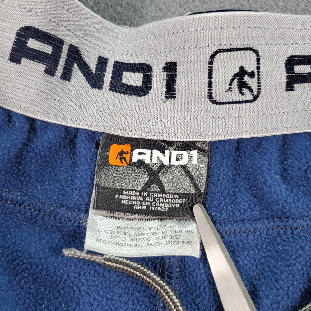 AND1 Mens Blue‎ Space Dye Performance Joggers XL Fleece Line Bungee Hem flaw - Picture 2 of 10